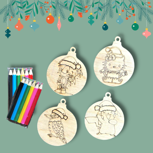 Colour-in Christmas Hanging Decorations | Pack of 4